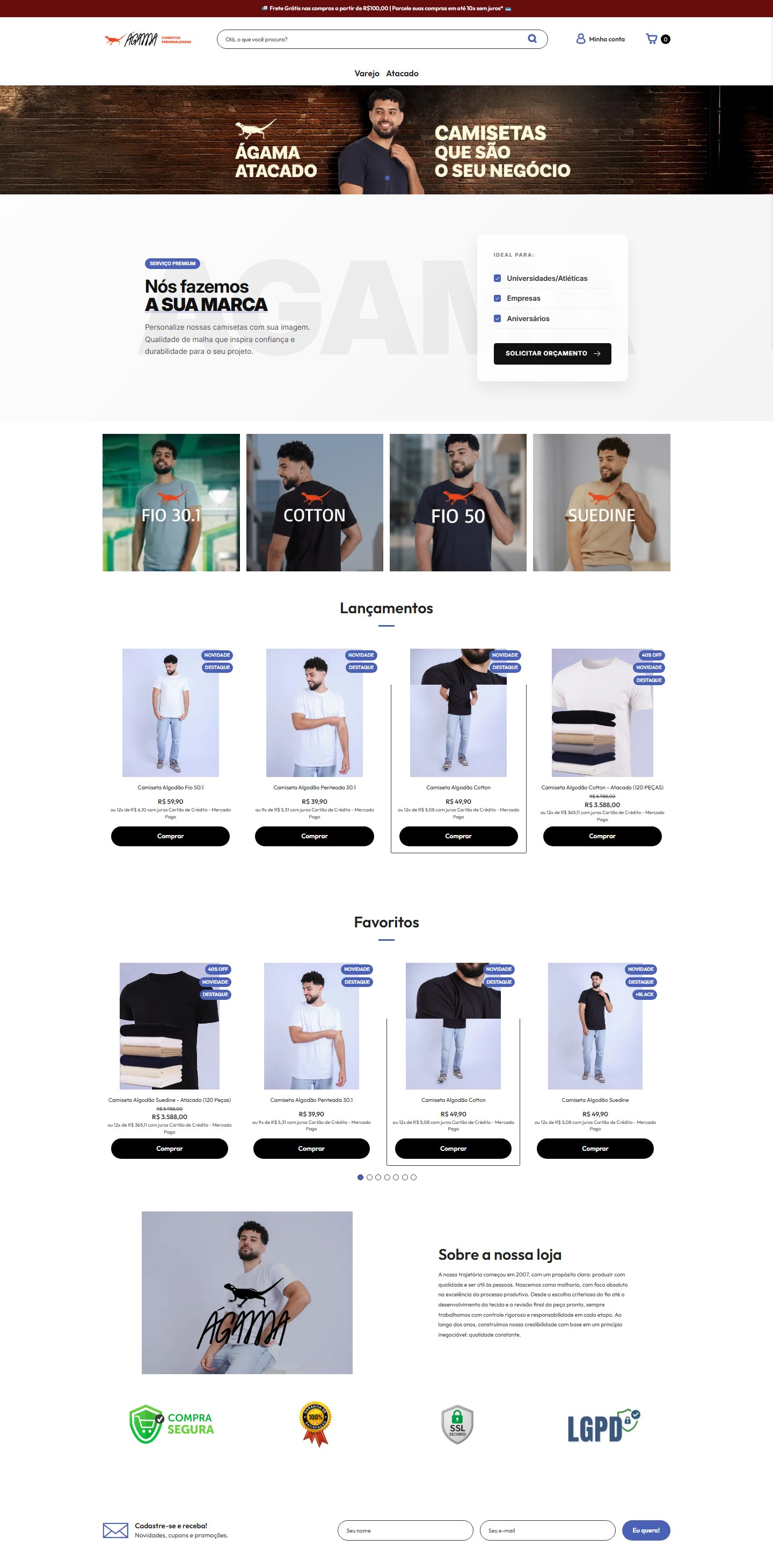 Ágama Store — E-commerce de camisetas personalizadas